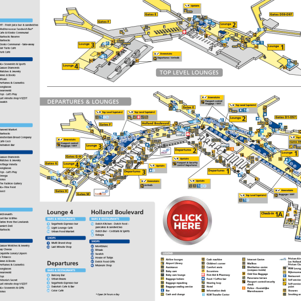 schiphol vertrek plattegrond